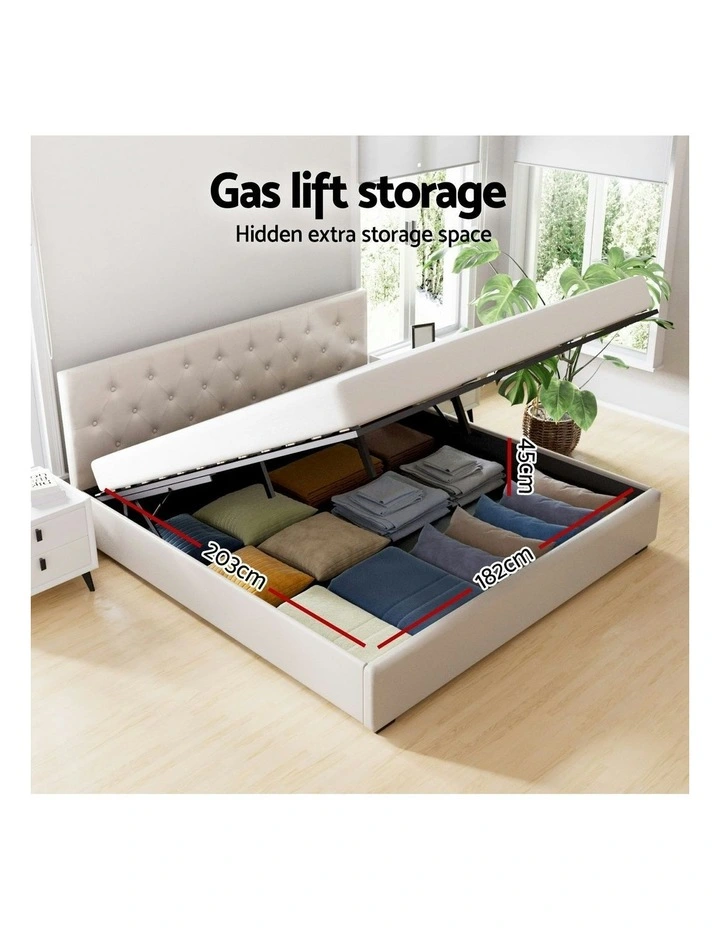 King Size Bed Frame in Beige image 5