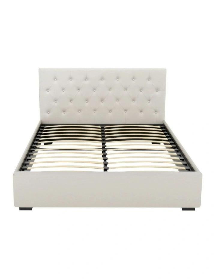 Gas Lift Queen Size Bed Frame in Beige image 1