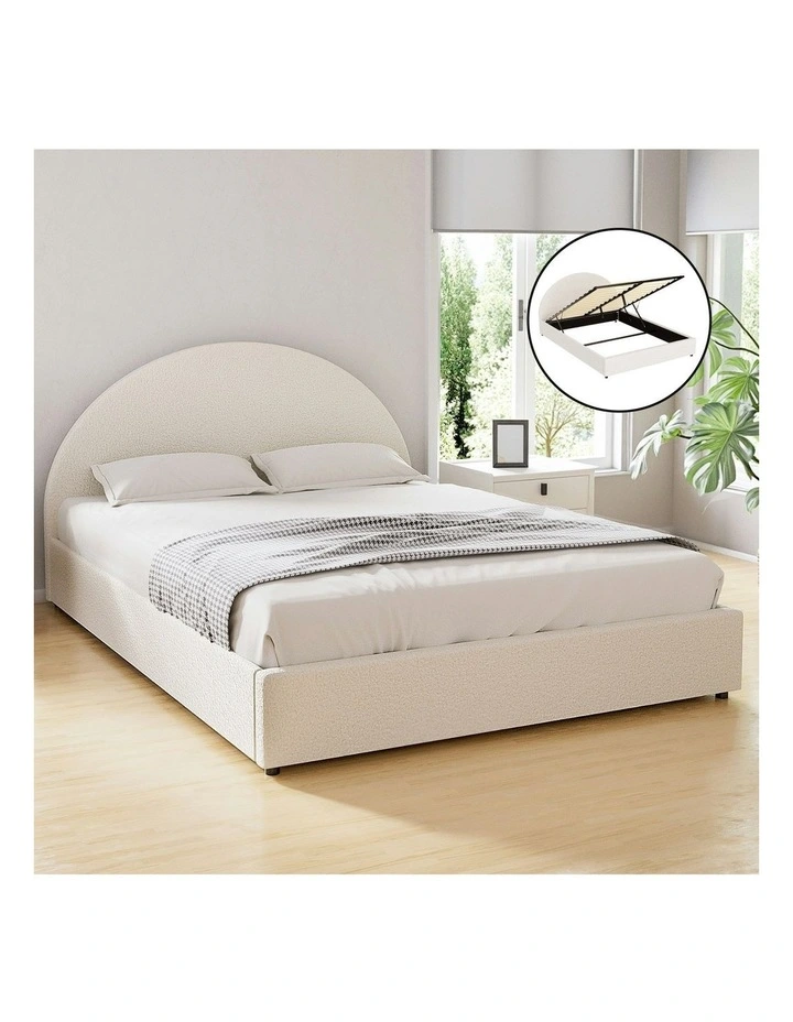 Gas Lift Strorage Bed Frame in Beige image 3