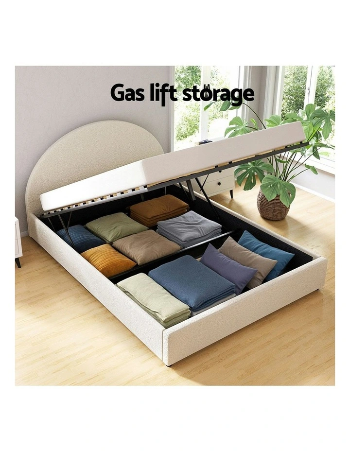 Gas Lift Strorage Bed Frame in Beige image 6