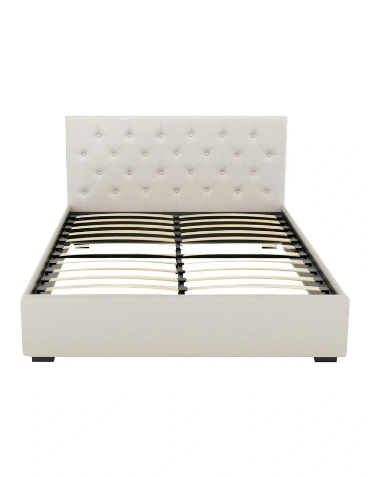 Gas Lift Double Size Bed Frame in Beige image 1