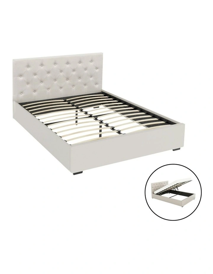 Gas Lift Double Size Bed Frame in Beige image 2