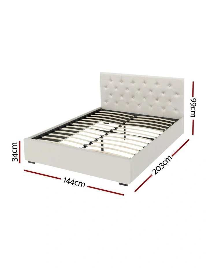 Gas Lift Double Size Bed Frame in Beige image 4
