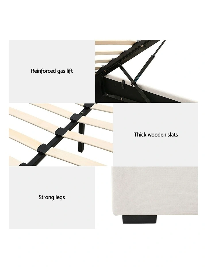 Gas Lift Double Size Bed Frame in Beige image 7