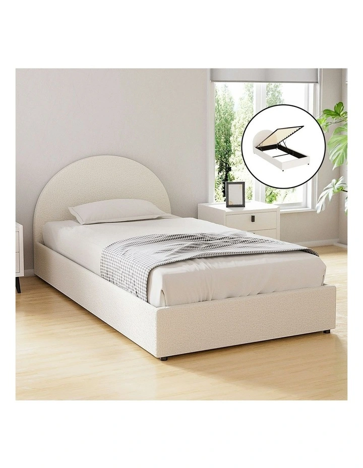 Gas Lift Strorage King Bed Frame in Beige image 3