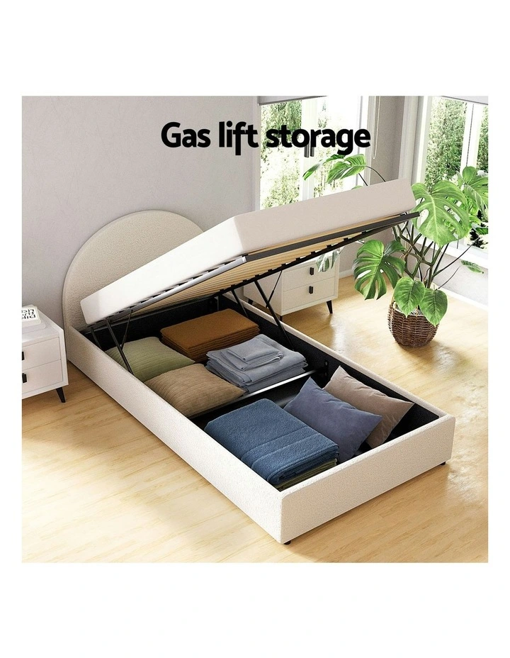 Gas Lift Strorage King Bed Frame in Beige image 6