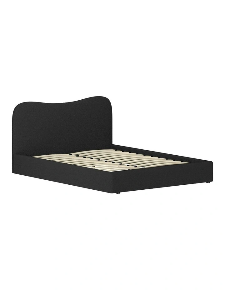 Queen Size Boucle Bed Frame in Black image 1