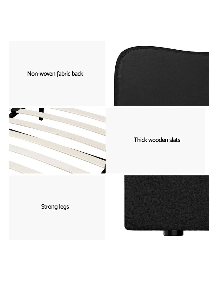 Queen Size Boucle Bed Frame in Black image 7