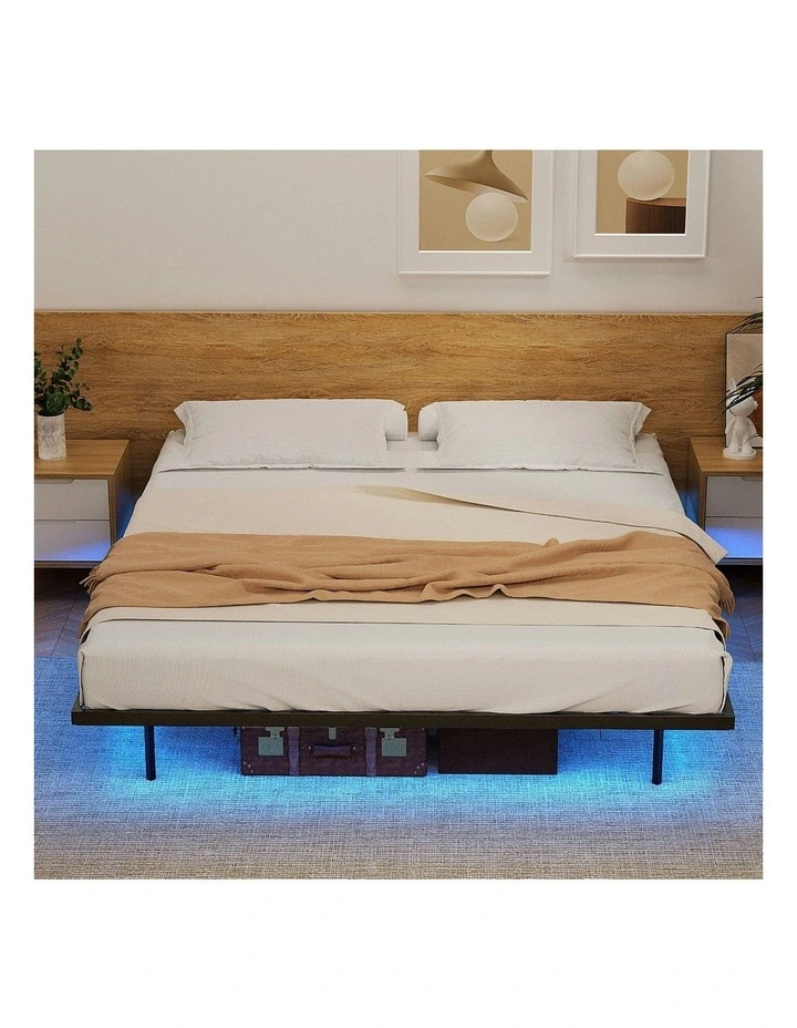 Floating Metal King Bed Frame in Black image 3