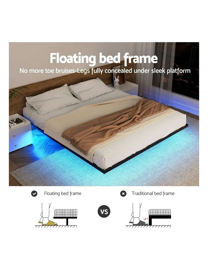 Floating Metal Bed Frame in Black image 5