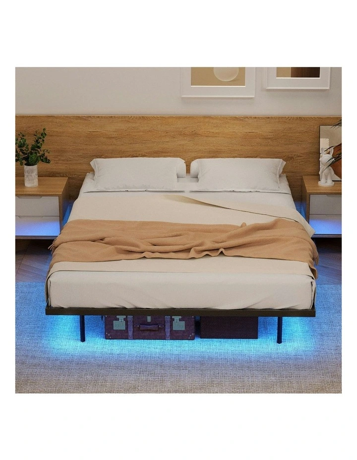 Floating Metal Queen Bed Frame in Black image 3