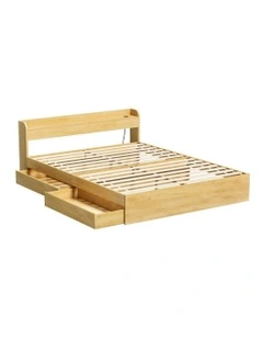 Queen Size with Charging Ports and 2 Drawers Bed Frame in Beige