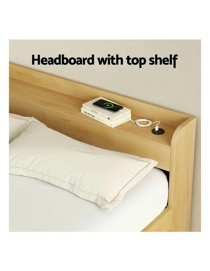 Aura Double Size with Charging Ports and 2 Drawers Bed Frame in Wood image 5