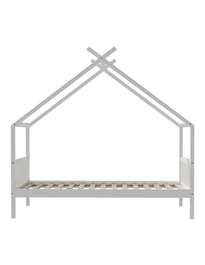 Wooden Base Single Bed Frame in White image 2