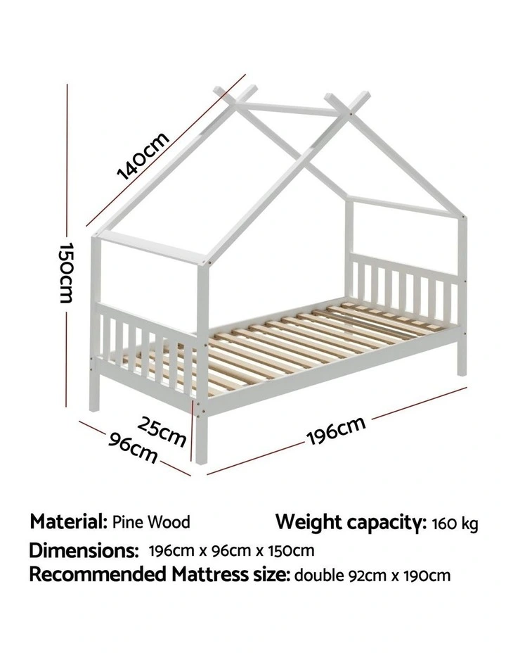 Wooden Base Single Bed Frame in White image 4