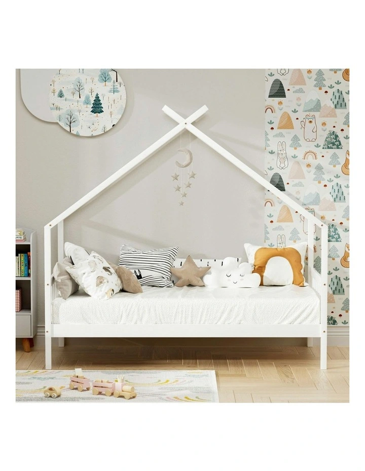 Wooden Base Single Bed Frame in White image 7