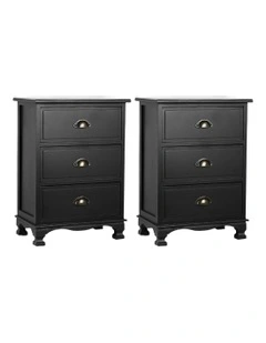 Bedside Table 3 Drawers in Thyme Black