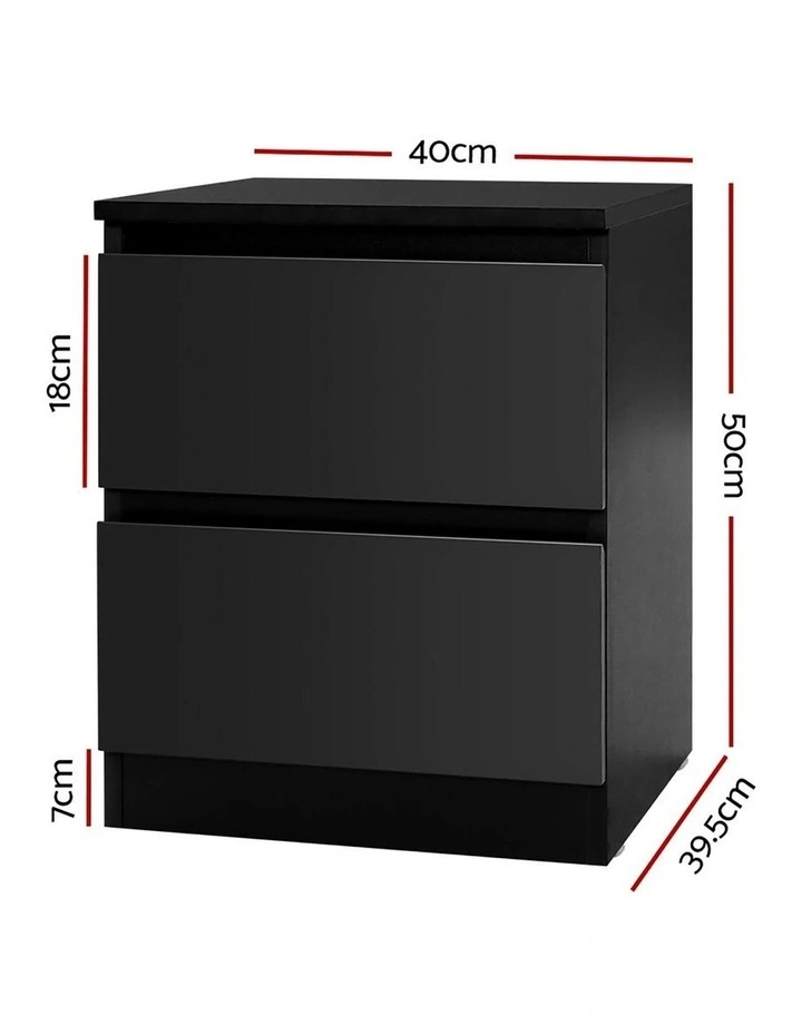 2x Pepe Bedside Table With 2 Drawers in Black image 4