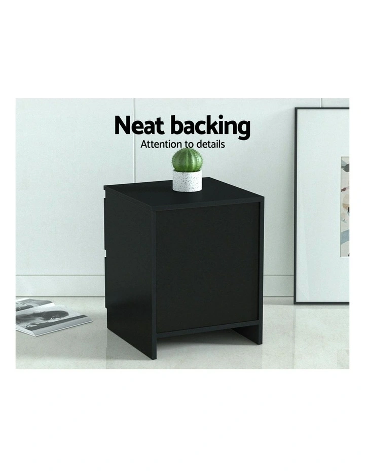 2x Pepe Bedside Table With 2 Drawers in Black image 6