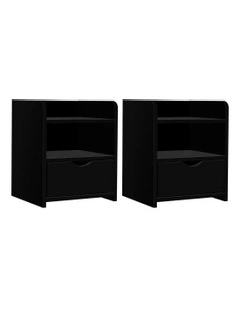 Bedside Table 1 Drawer With Shelf in Fara Black