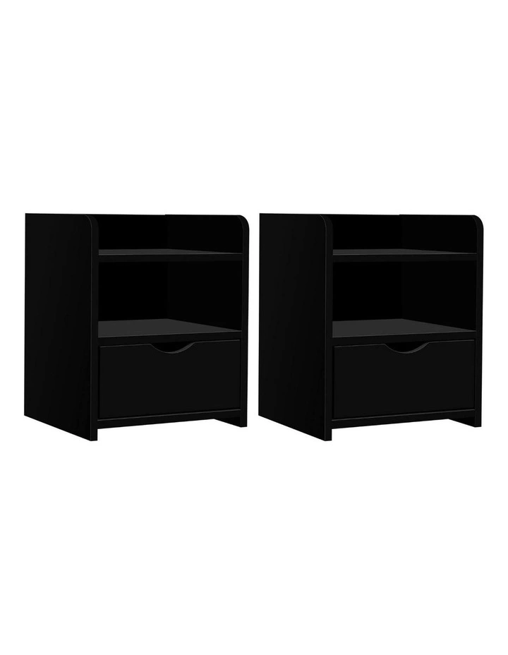 Bedside Table 1 Drawer With Shelf in Fara Black image 1