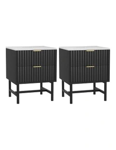 Bedside Table 2 Drawers in Black