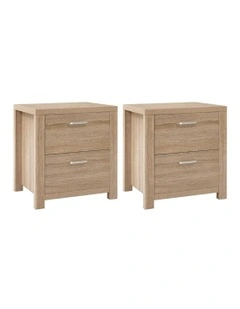 Maxi Bedside Table With 2 Drawers in Pine
