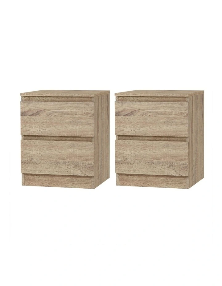 2x Pepe Bedside Table With 2 Drawers in Oak image 1