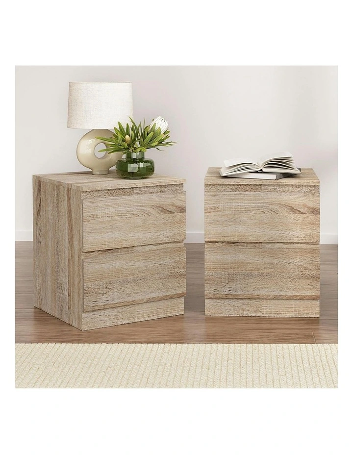 2x Pepe Bedside Table With 2 Drawers in Oak image 3