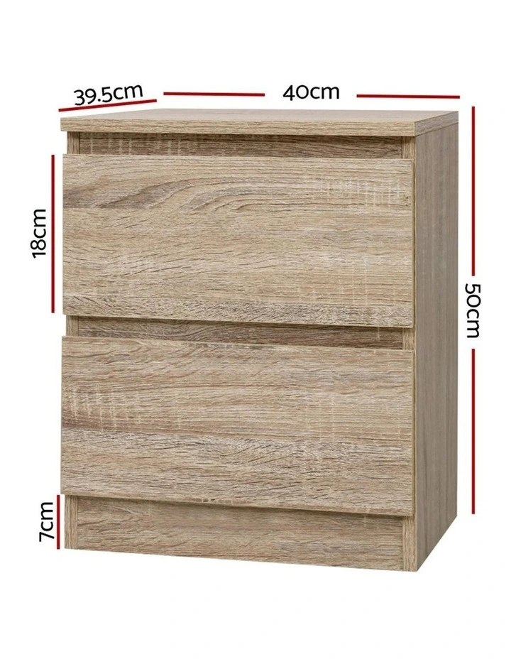 2x Pepe Bedside Table With 2 Drawers in Oak image 4
