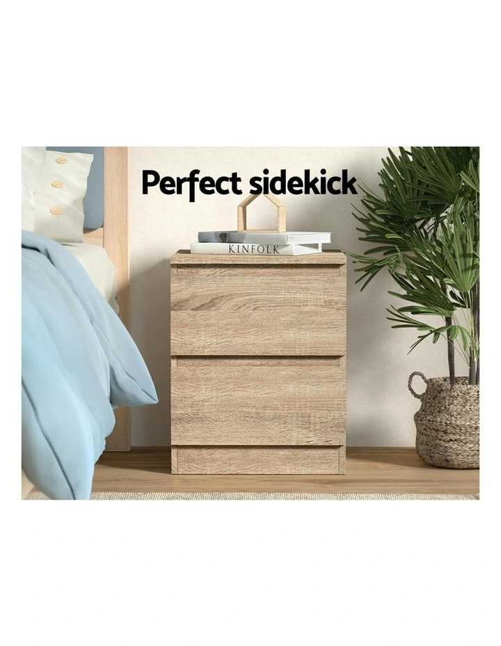 2x Pepe Bedside Table With 2 Drawers in Oak image 5