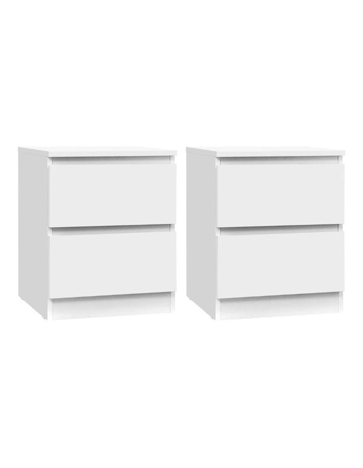 2x Pepe Bedside Table With 2 Drawers in White image 1