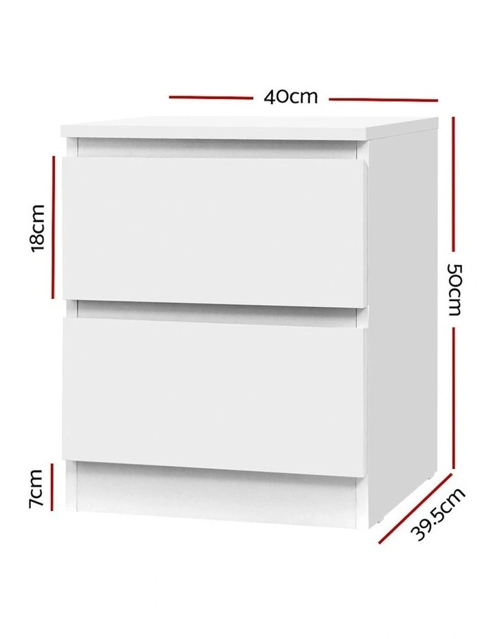 2x Pepe Bedside Table With 2 Drawers in White image 4