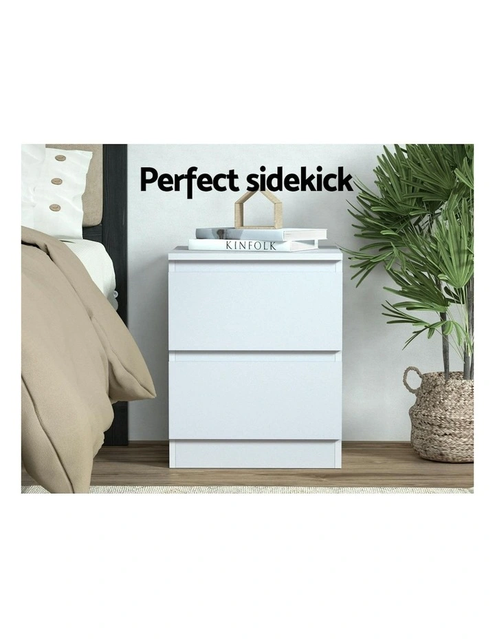2x Pepe Bedside Table With 2 Drawers in White image 5