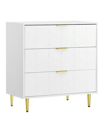 3 Chest Of Drawers Lowboy Cabinet in White