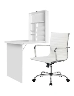 Computer Desk Office Chair Set in White
