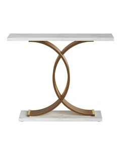 Marble Effect Console Table in White/Gold