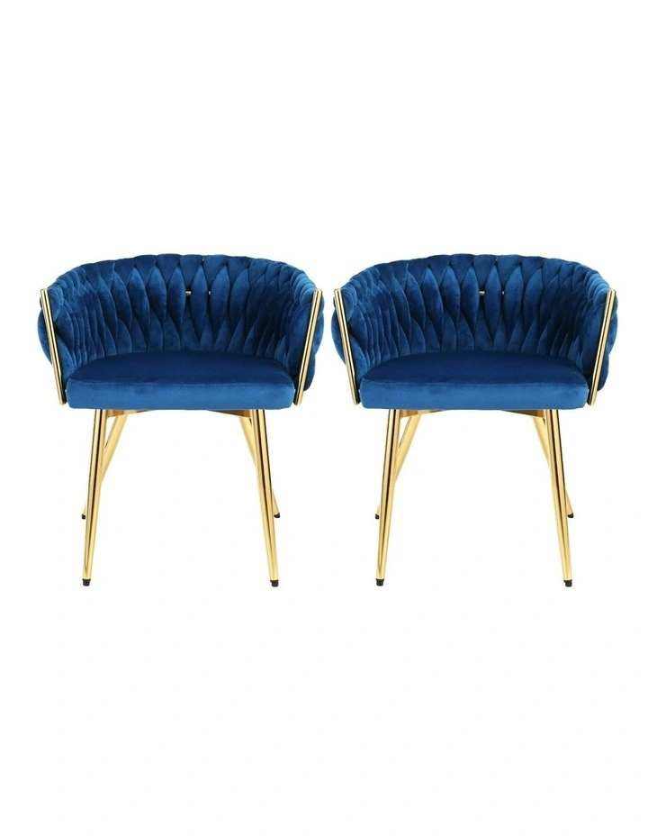 1 Set of 2 Velvet Dining Chairs in Blue image 2
