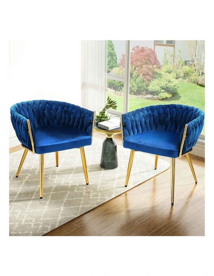 1 Set of 2 Velvet Dining Chairs in Blue image 3