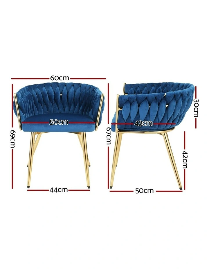 1 Set of 2 Velvet Dining Chairs in Blue image 4