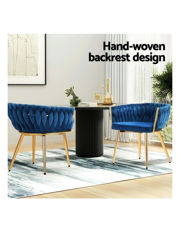 1 Set of 2 Velvet Dining Chairs in Blue image 5