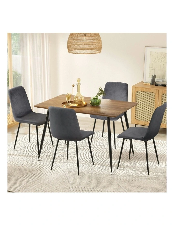 Velvet Dining Table And Chairs Set Of 4 in Grey image 3