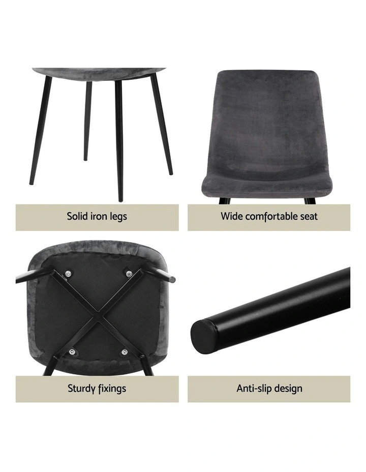Velvet Dining Table And Chairs Set Of 4 in Grey image 7