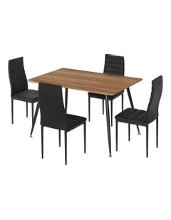 Rectangle Metal Dining Table And Chairs Set Of 4 in Black