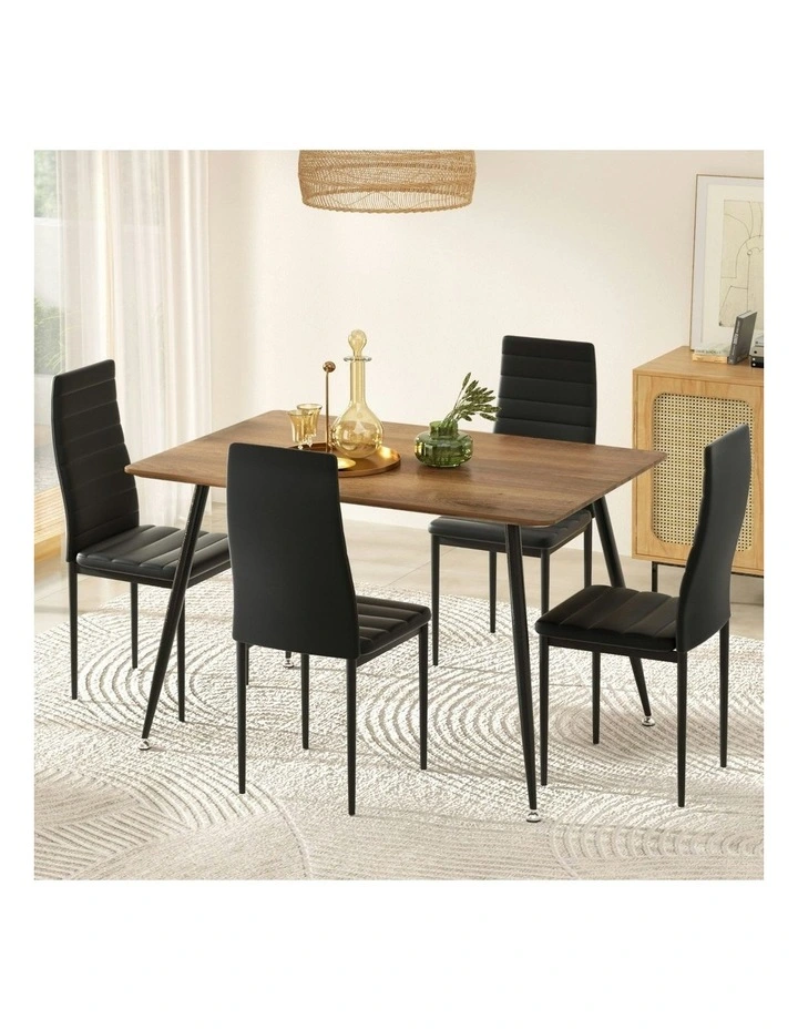 Rectangle Metal Dining Table And Chairs Set Of 4 in Black image 3