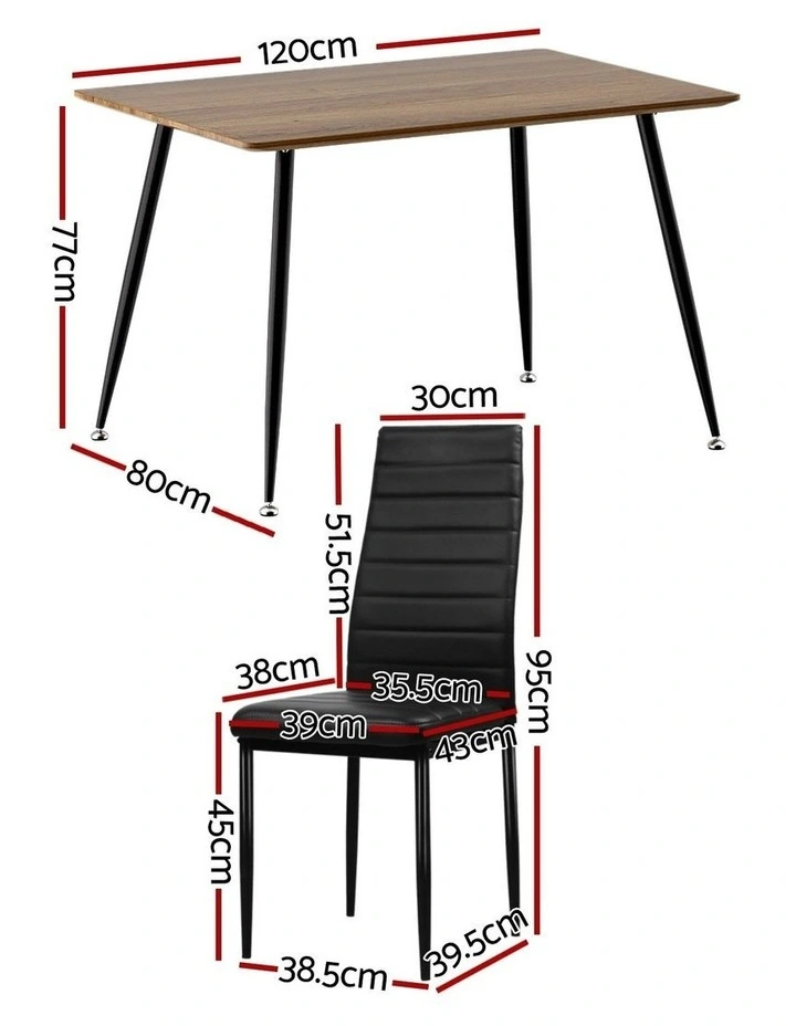 Rectangle Metal Dining Table And Chairs Set Of 4 in Black image 4
