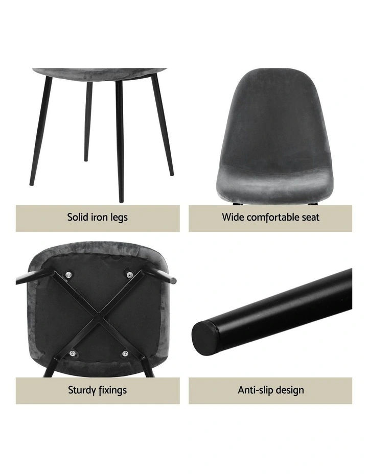 Metal Dining Table And Chairs Set Of 4 in Grey image 7