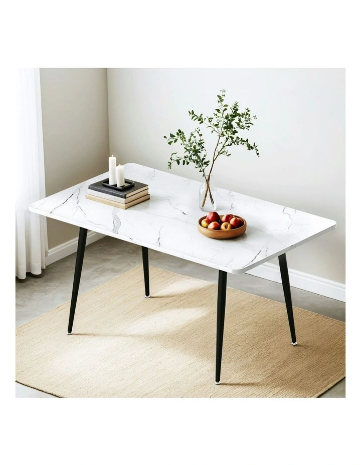Marble Effect Dining Table 1.5M in White image 3
