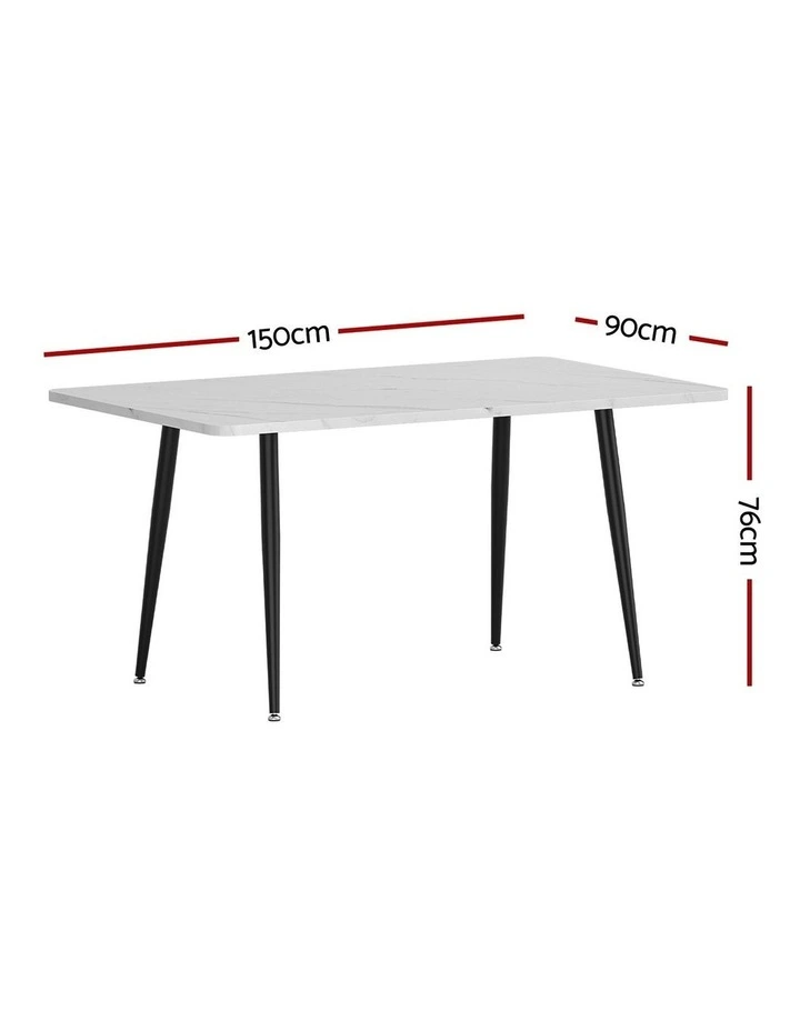 Marble Effect Dining Table 1.5M in White image 4