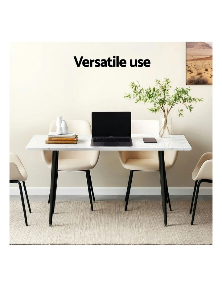Marble Effect Dining Table 1.5M in White image 6